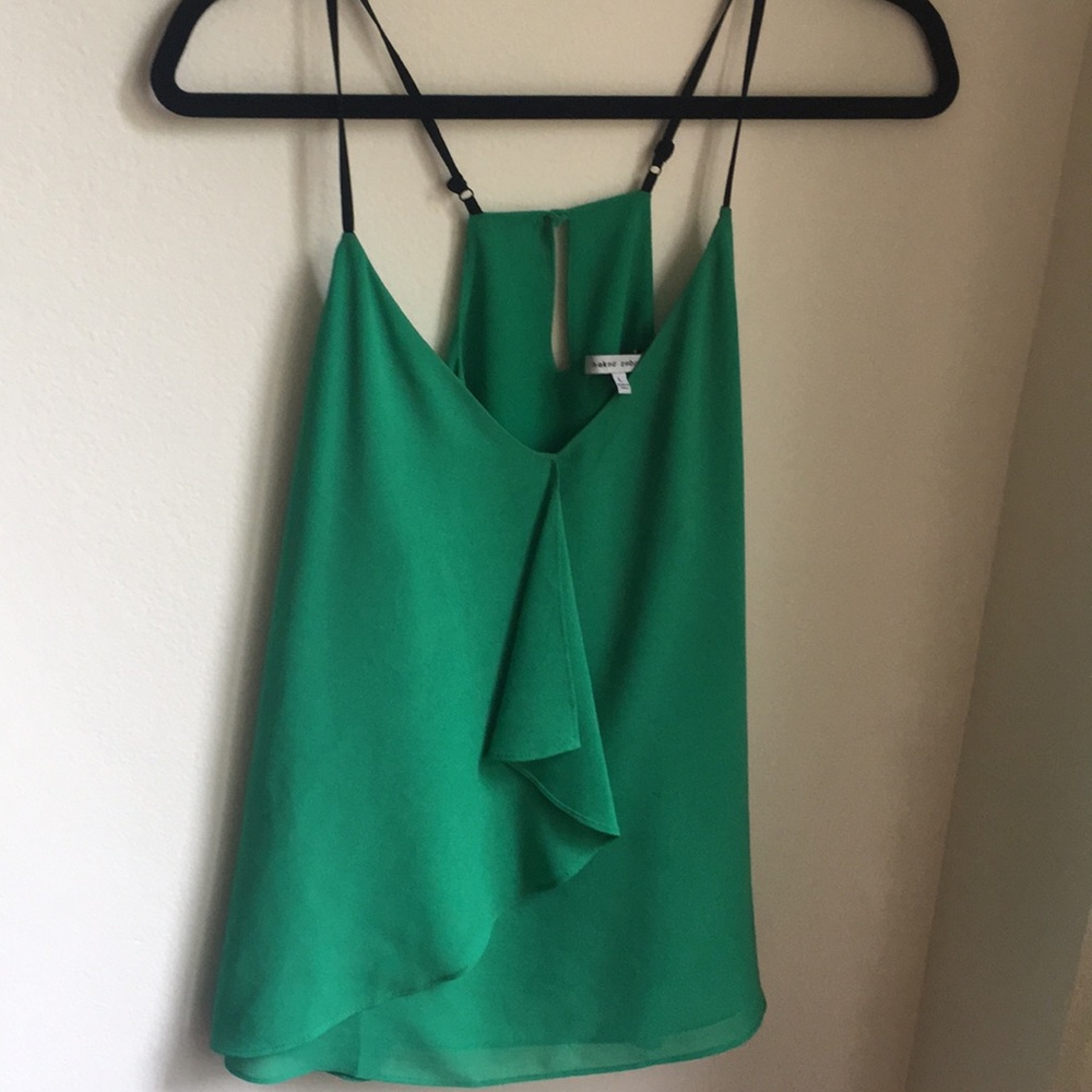 Naked Zebra Green Ruffle Tank Top Size Large